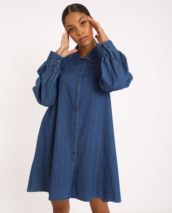 Robe chemise en jean bleu foncé - Pimkie