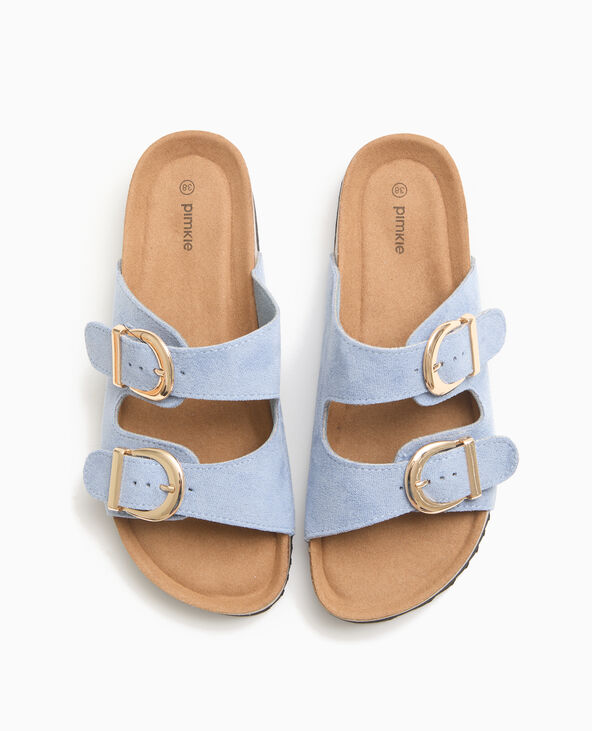 Mules à brides avec semelles façon liège bleu - Pimkie