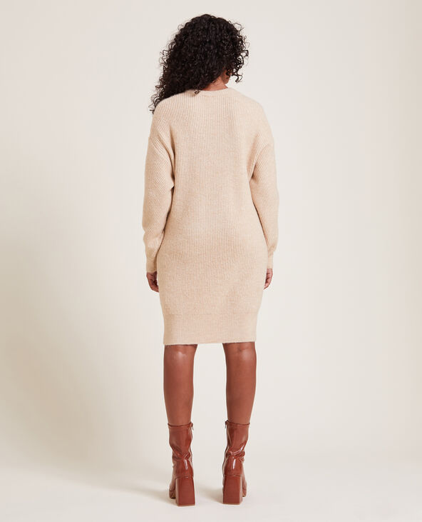 Robe pull en maille beige - Pimkie