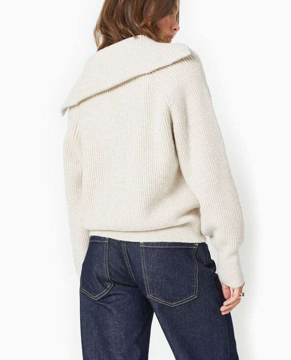 Pull avec grand col camionneur beige - Pimkie