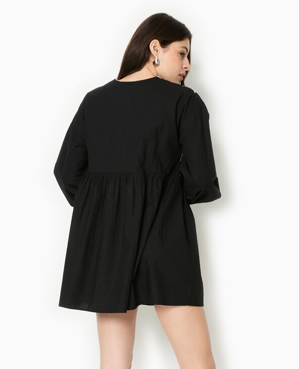 Robe brodée manches longues noir - Pimkie