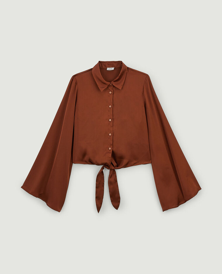 Chemise satinée à nouer orange - Pimkie