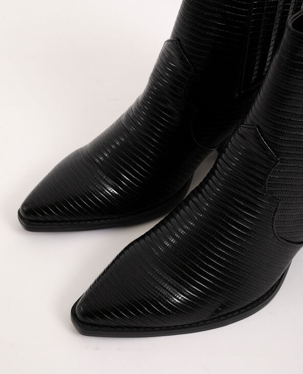 Boots western en simili cuir noir - Pimkie