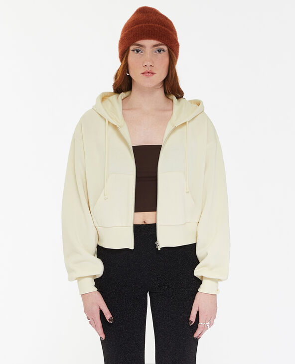 Gilet zippé court à capuche blanc - Pimkie