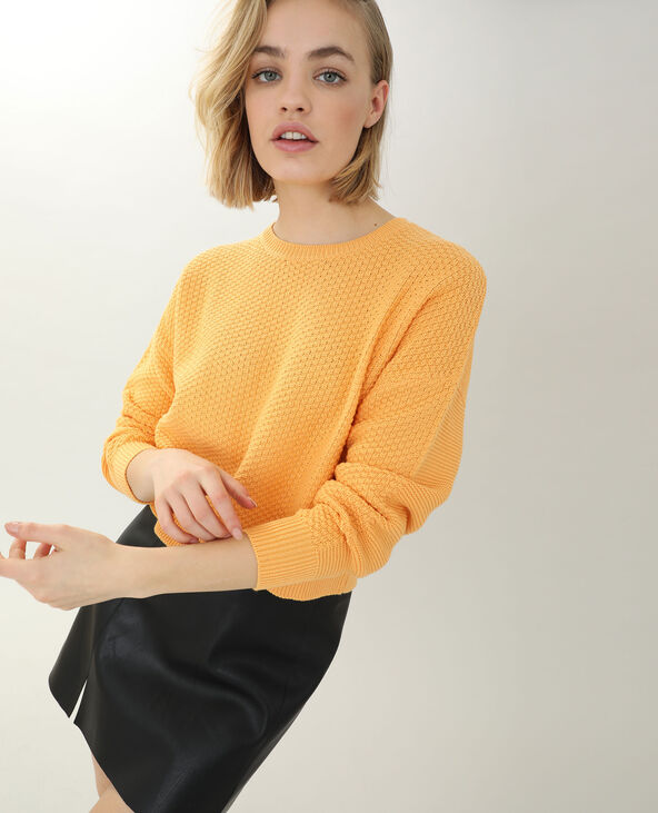 Pull maille reliefée orange - Pimkie
