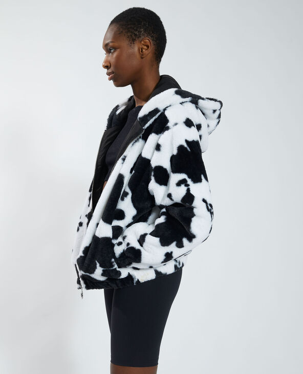 Manteau court fluffy vachette noir - Pimkie