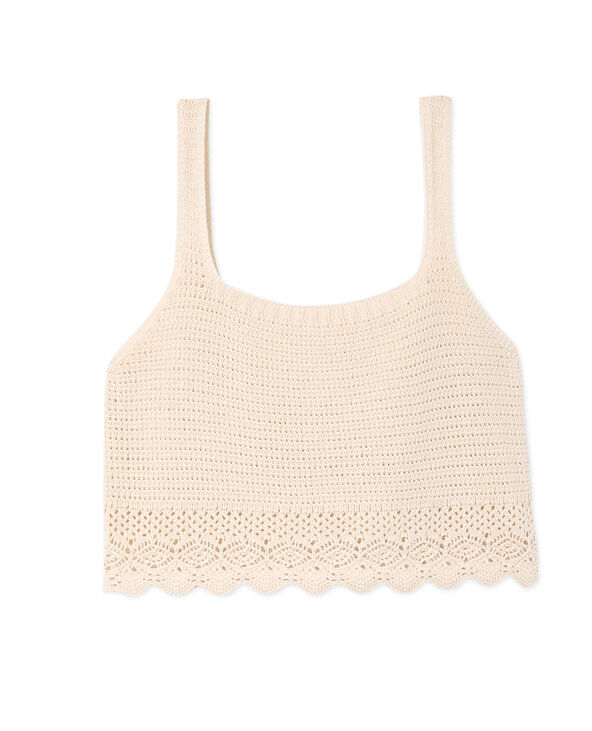 Top en maille ajourée façon crochet écru - Pimkie
