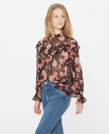Blouse transparente imprimée noir - Pimkie