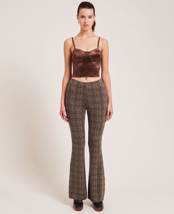 Pantalon flare en maille marron - Pimkie