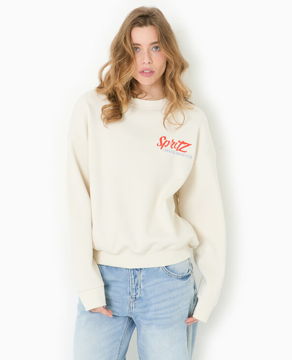 Sweat oversize avec print poitrine et dos blanc - Pimkie