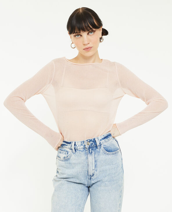 Top manches longues en maille transparente