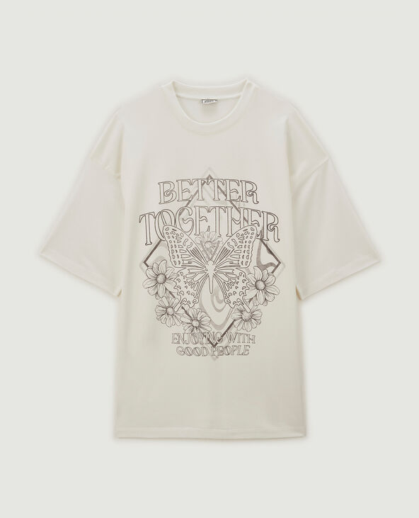 T-shirt oversize avec print blanc - Pimkie