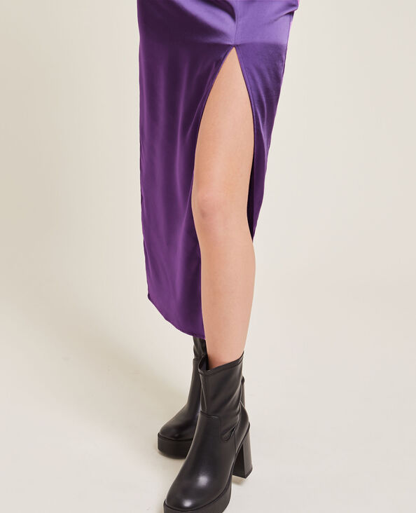 Jupe longue fendue en satin violet - Pimkie