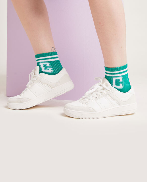 Sneakers bi-matière blanc - Pimkie