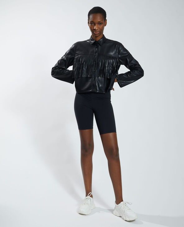 Chemise en simili cuir à franges noir - Pimkie