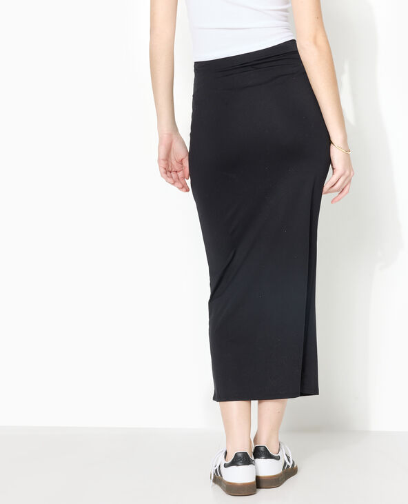 Jupe longue en maille extensible avec boucle noir - Pimkie