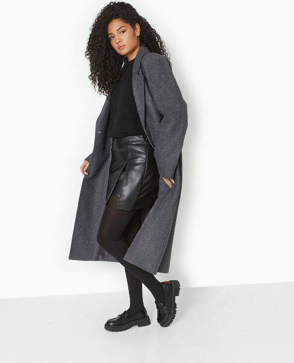 Jupe-short courte en simili cuir noir - Pimkie