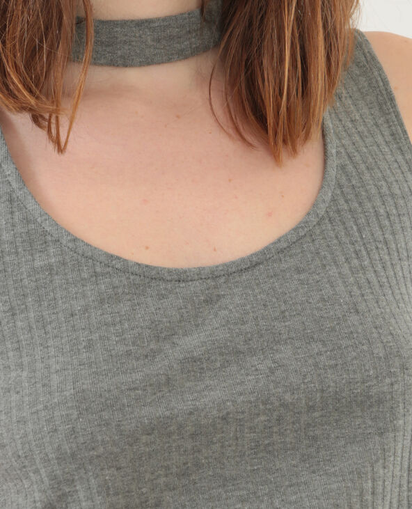 Cropped top choker gris chiné - Pimkie