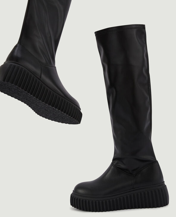Bottes avec semelles compensées et crantées noir - Pimkie