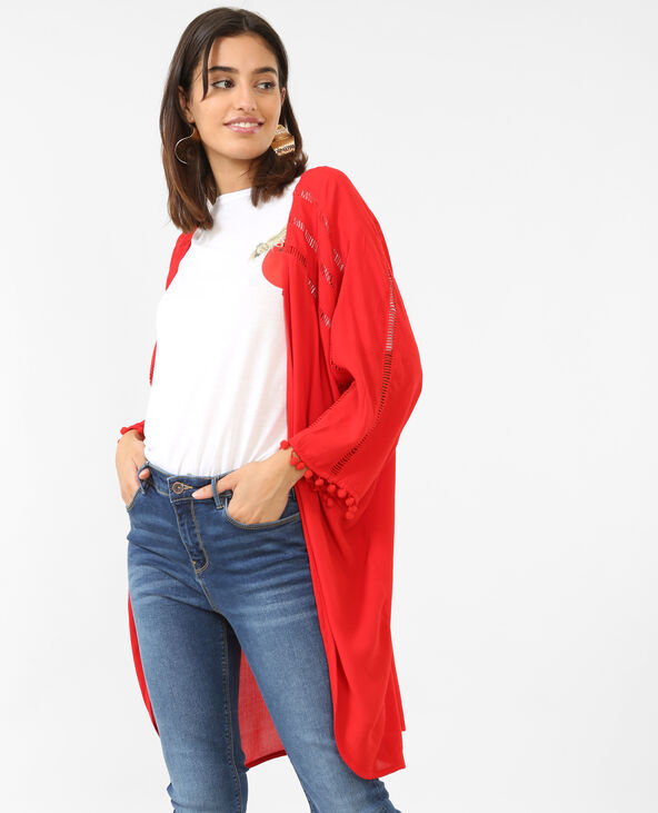 Gilet à pompons rouge - Pimkie
