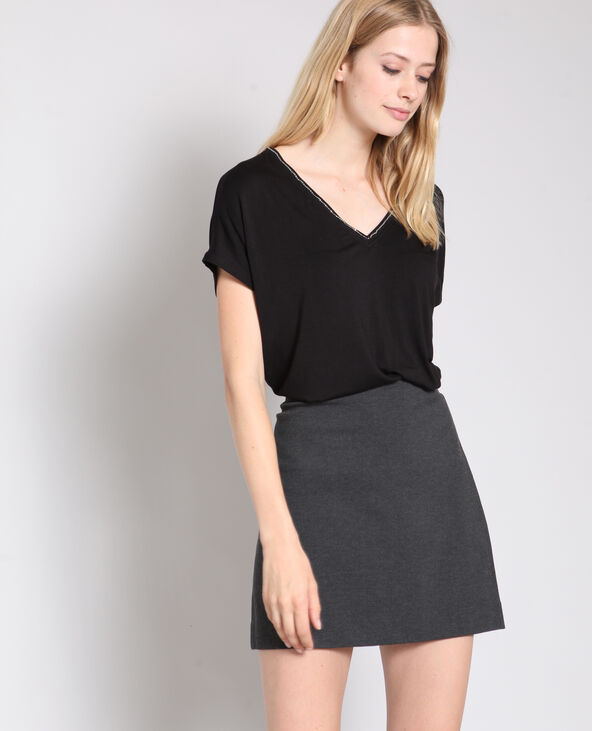 T-shirt à col V noir - Pimkie