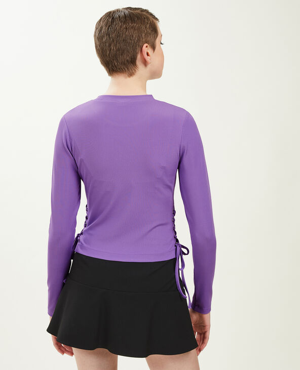 Top maille côtelée avec lacets violet - Pimkie