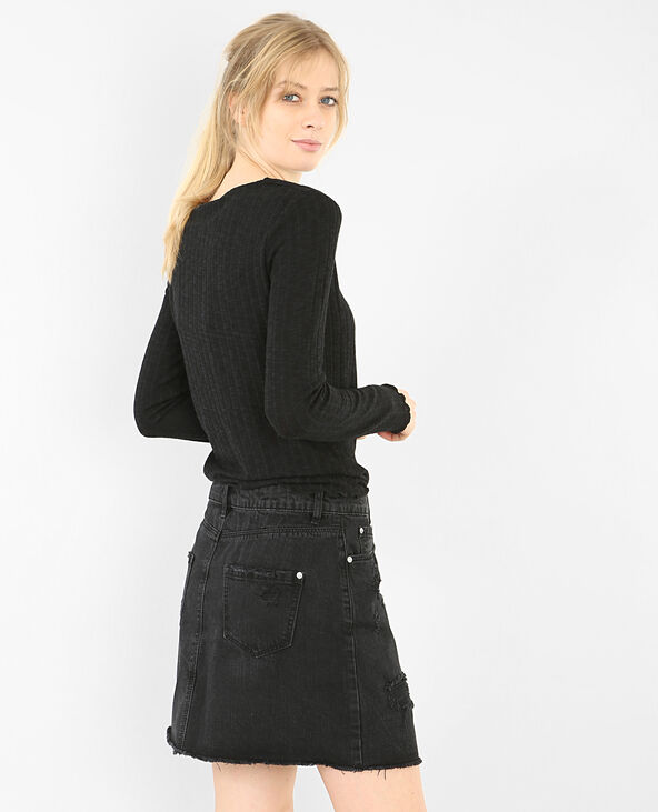 T-shirt encolure croisée noir - Pimkie