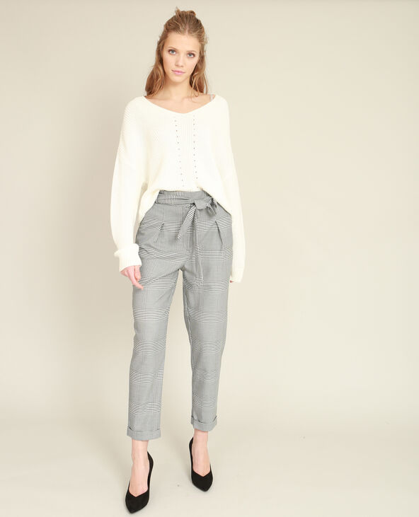 Pantalon carotte imprimé blanc - Pimkie