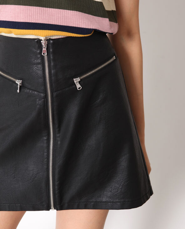 Jupe en faux cuir noir - Pimkie