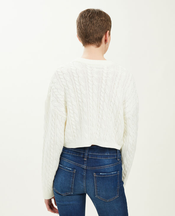 Pull court en maille torsadée blanc - Pimkie
