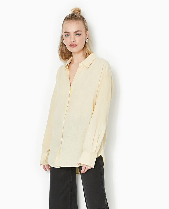 Chemise oversize unie beige - Pimkie