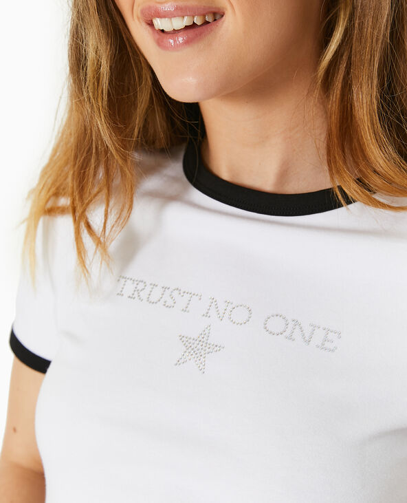 T-shirt avec message en strass blanc - Pimkie