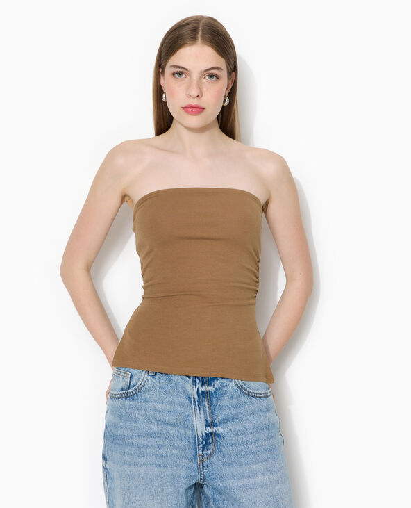 Top bandeau avec fentes côtés marron - Pimkie
