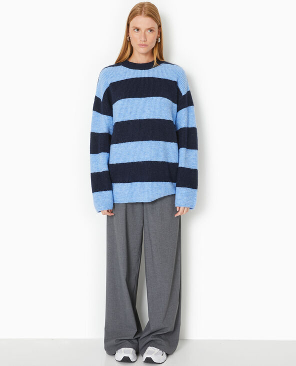 Pull oversize en maille rayée bleu - Pimkie