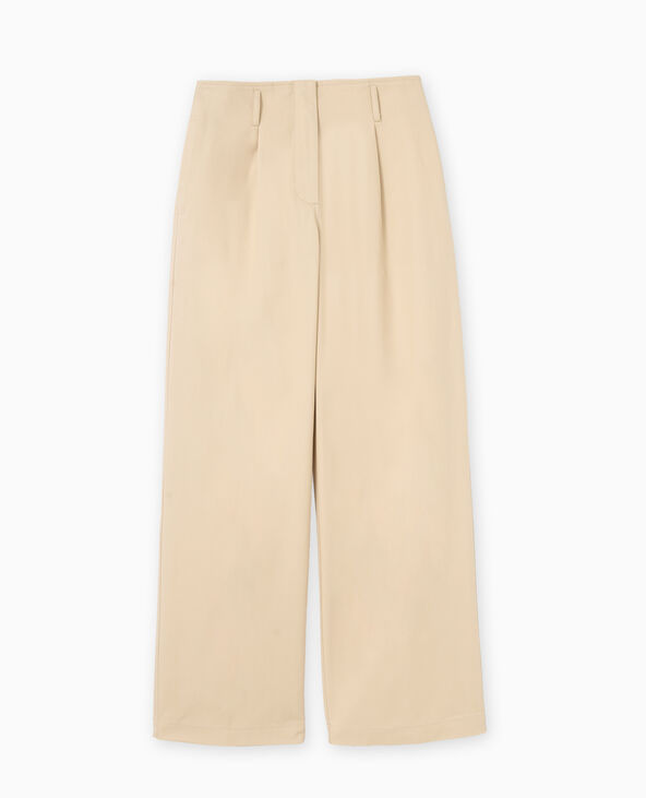 Pantalon en toile large et droit beige - Pimkie