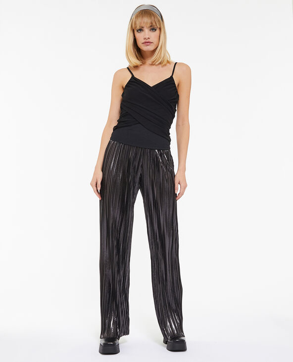 Pantalon plissé en tissu brillant argenté - Pimkie