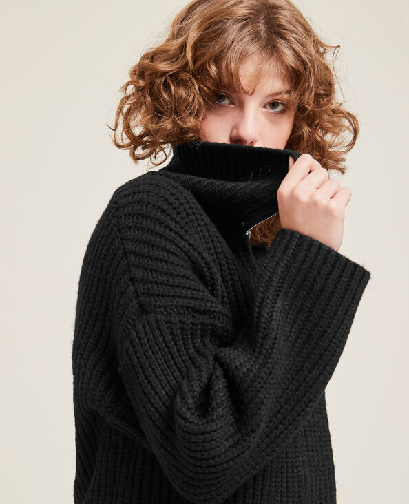 Gilet zippé en grosse maille noir - Pimkie