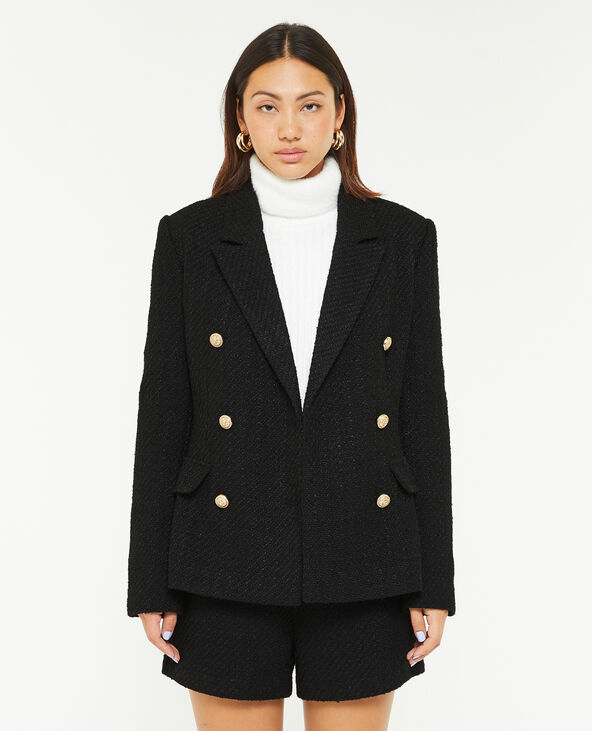 Veste cintrée en tweed noir - Pimkie