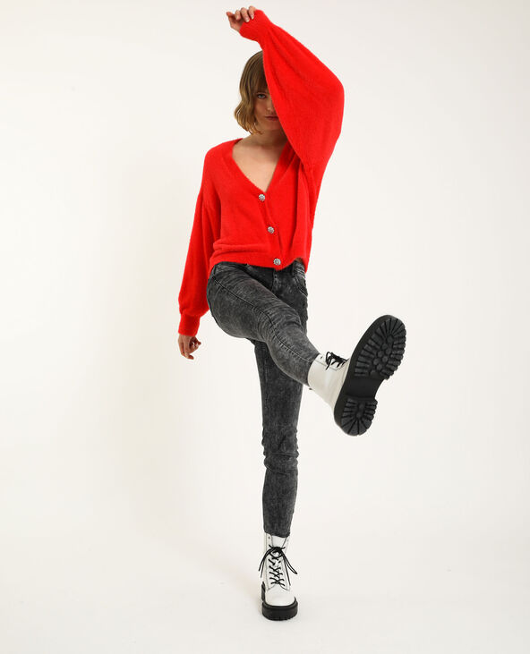 Gilet à boutons brillants rouge - Pimkie