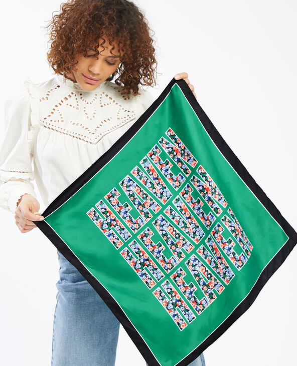Foulard carré en tissu satiné vert - Pimkie