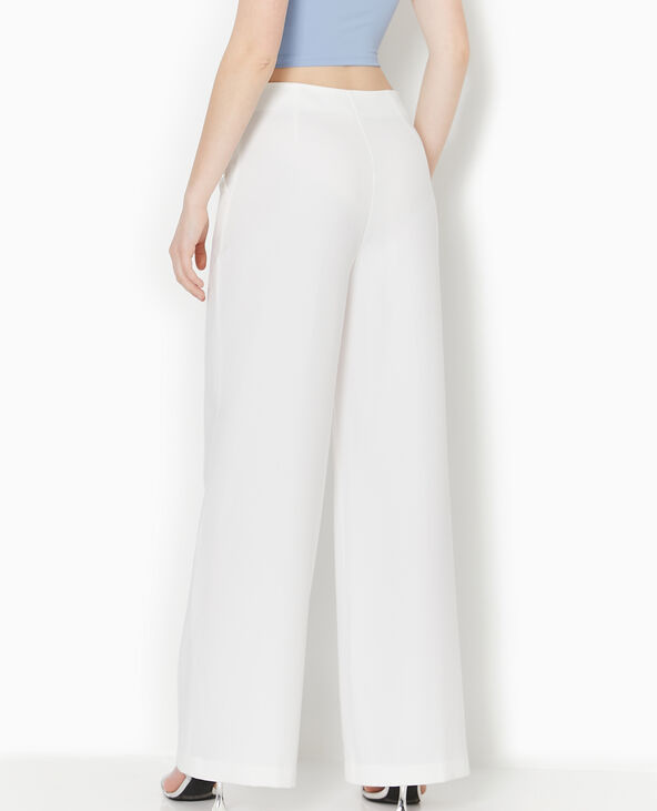 Pantalon large et droit en crêpe blanc - Pimkie