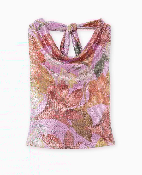 Top dos-nu col bénitier avec sequins rouge - Pimkie