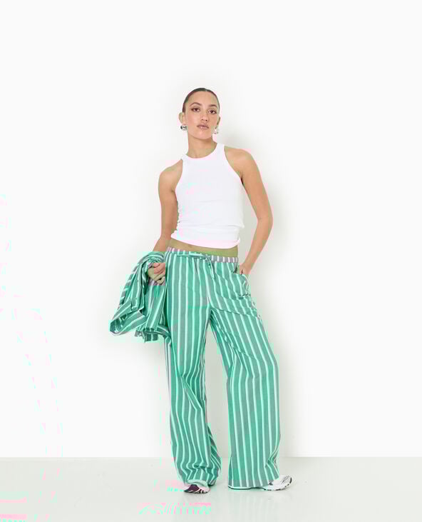 Pantalon rayé esprit pyjama d'homme vert - Pimkie