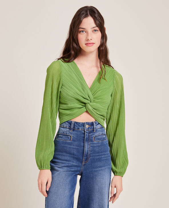 Top plissé permanent vert olive - Pimkie