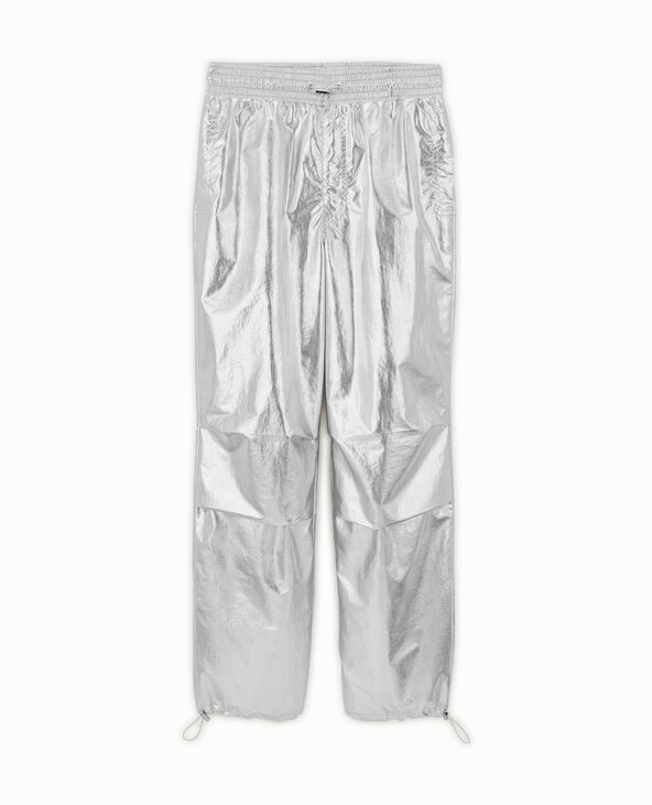 Pantalon parachute avec liens élastiqués argenté - Pimkie