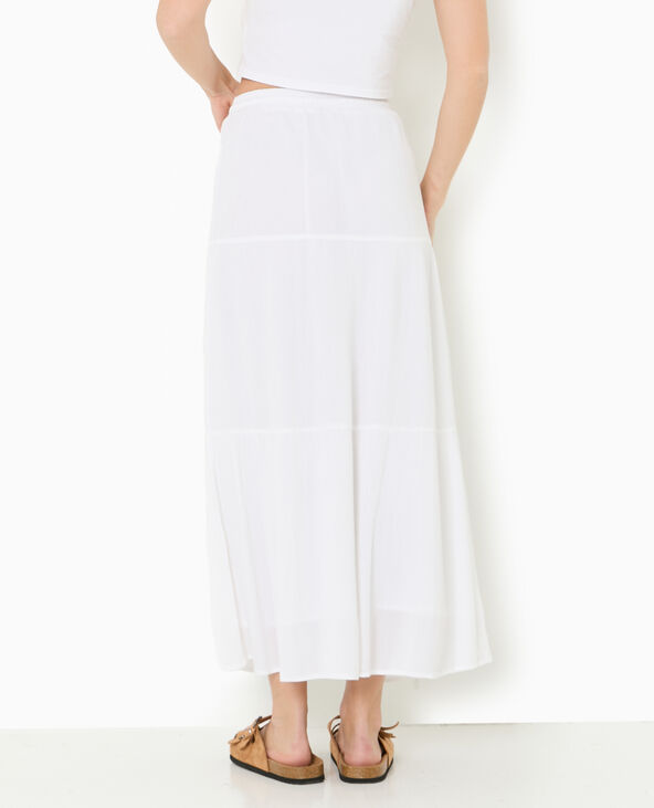 Jupon long à étages avec ceinture élastiquée blanc - Pimkie