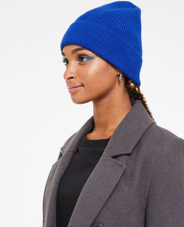 Bonnet avec revers bleu électrique - Pimkie