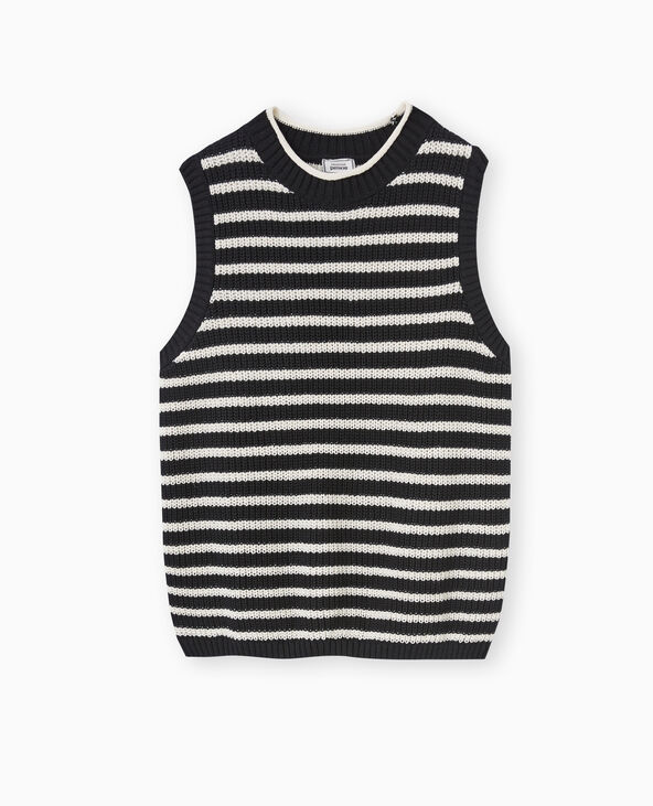 Pull sans manches rayé noir - Pimkie