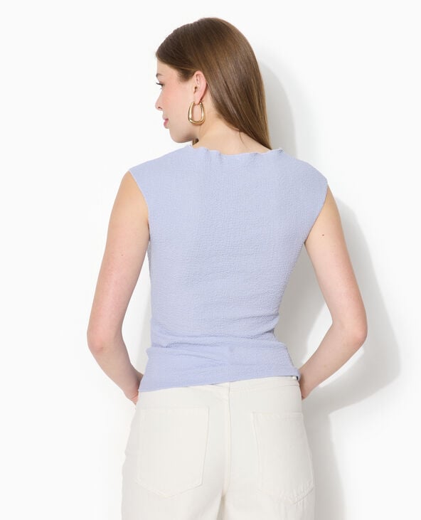 Top sans manches en tissu reliefé bleu - Pimkie