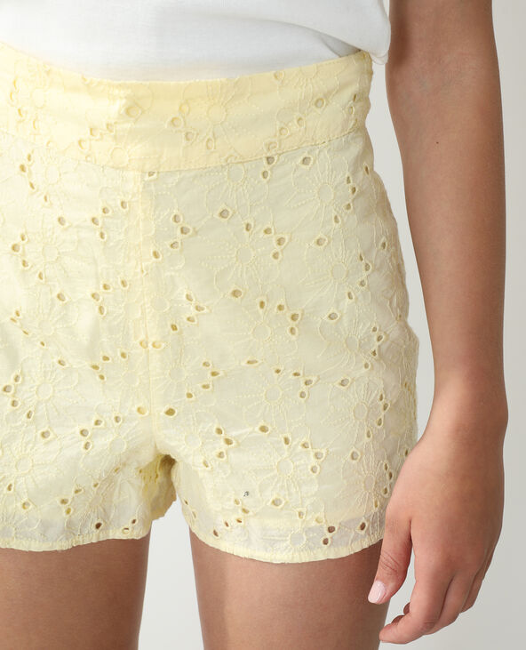 Short broderie anglaise jaune - Pimkie